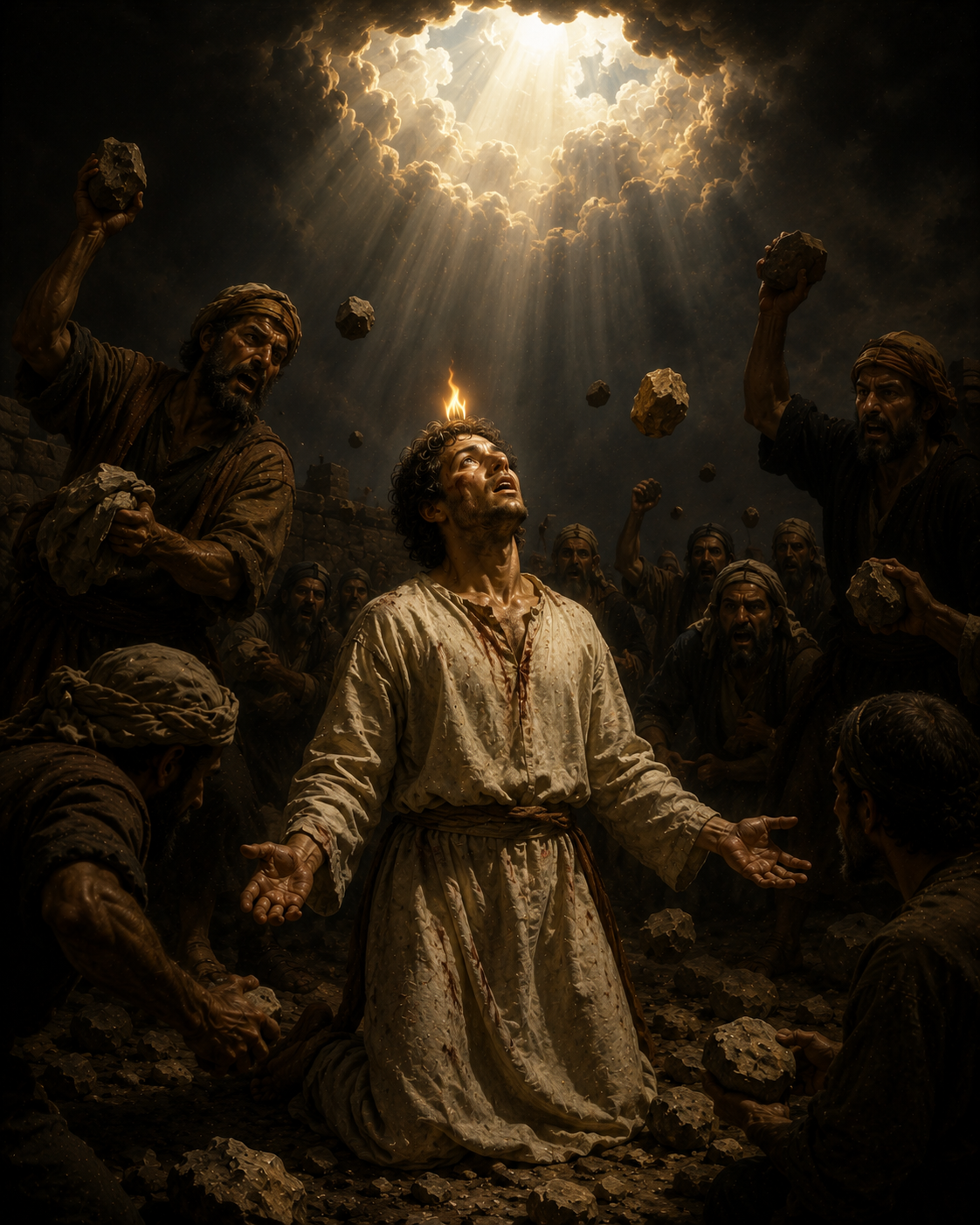 Estevão vê a gloria de Deus.