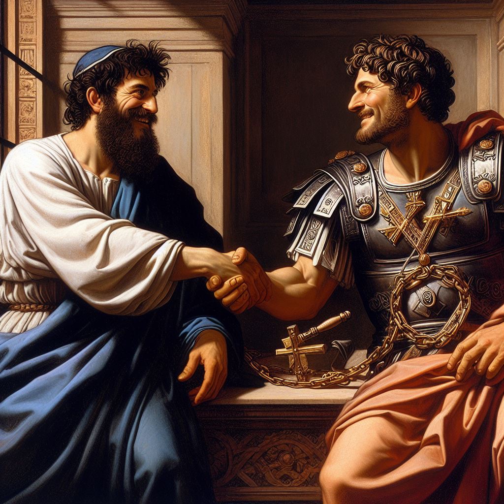 Representação de Herodes Antipas (esquerda) e Pôncio Pilatos (direita).