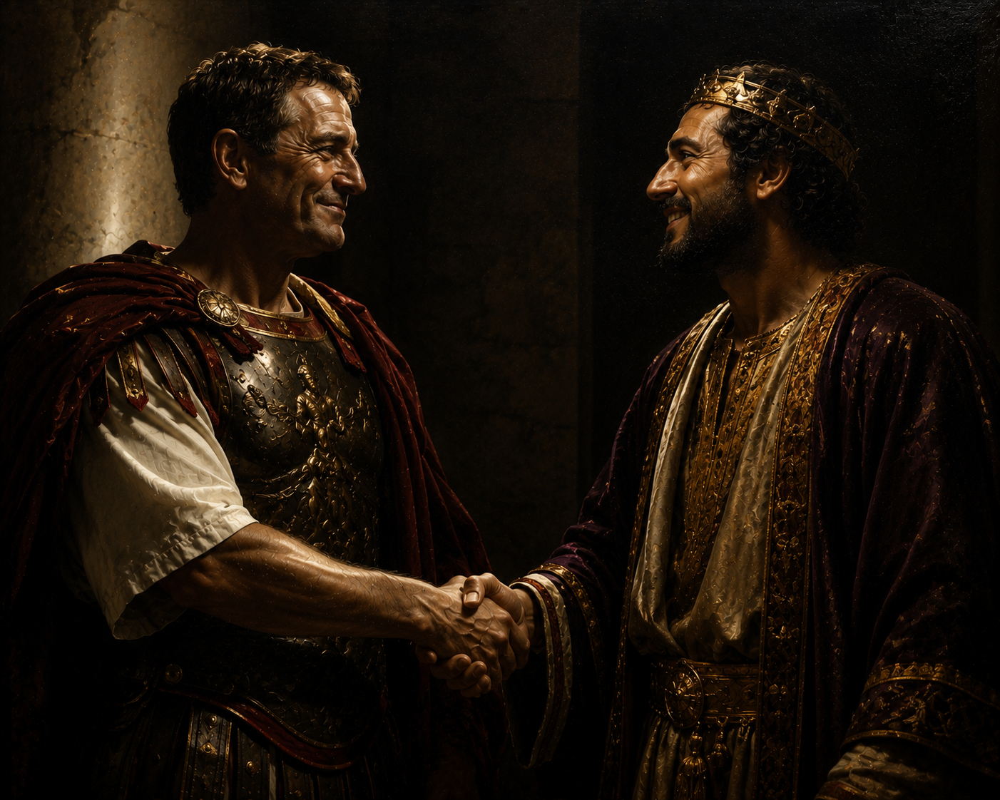 Representação de Herodes Antipas (direita) e Pôncio Pilatos (esquerda).